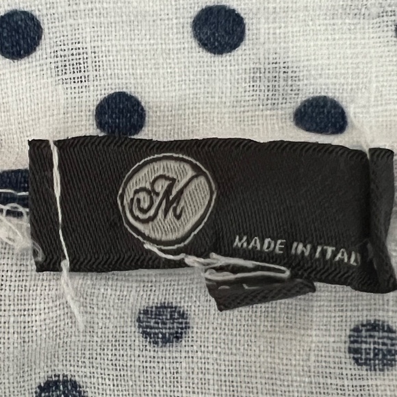 M Made In Italy Dress 100% Linen Sz L White & Blue Polka Dot Lagenlook Pullover - Picture 7 of 7